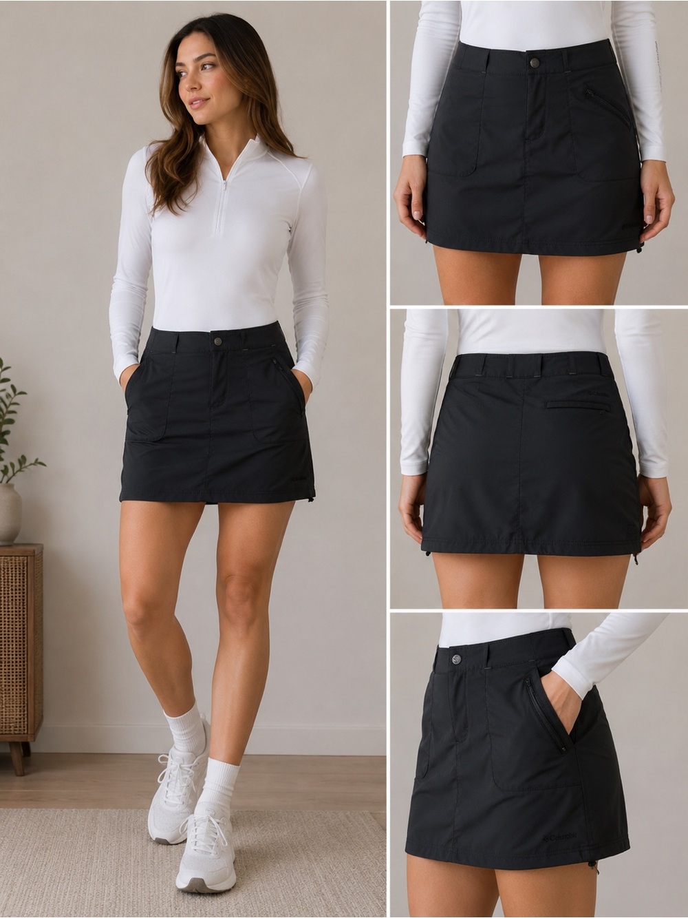 Columbia Black Athletic Skirt Womens Size 8 Hiking Golf Athleisure Mini Outdoor